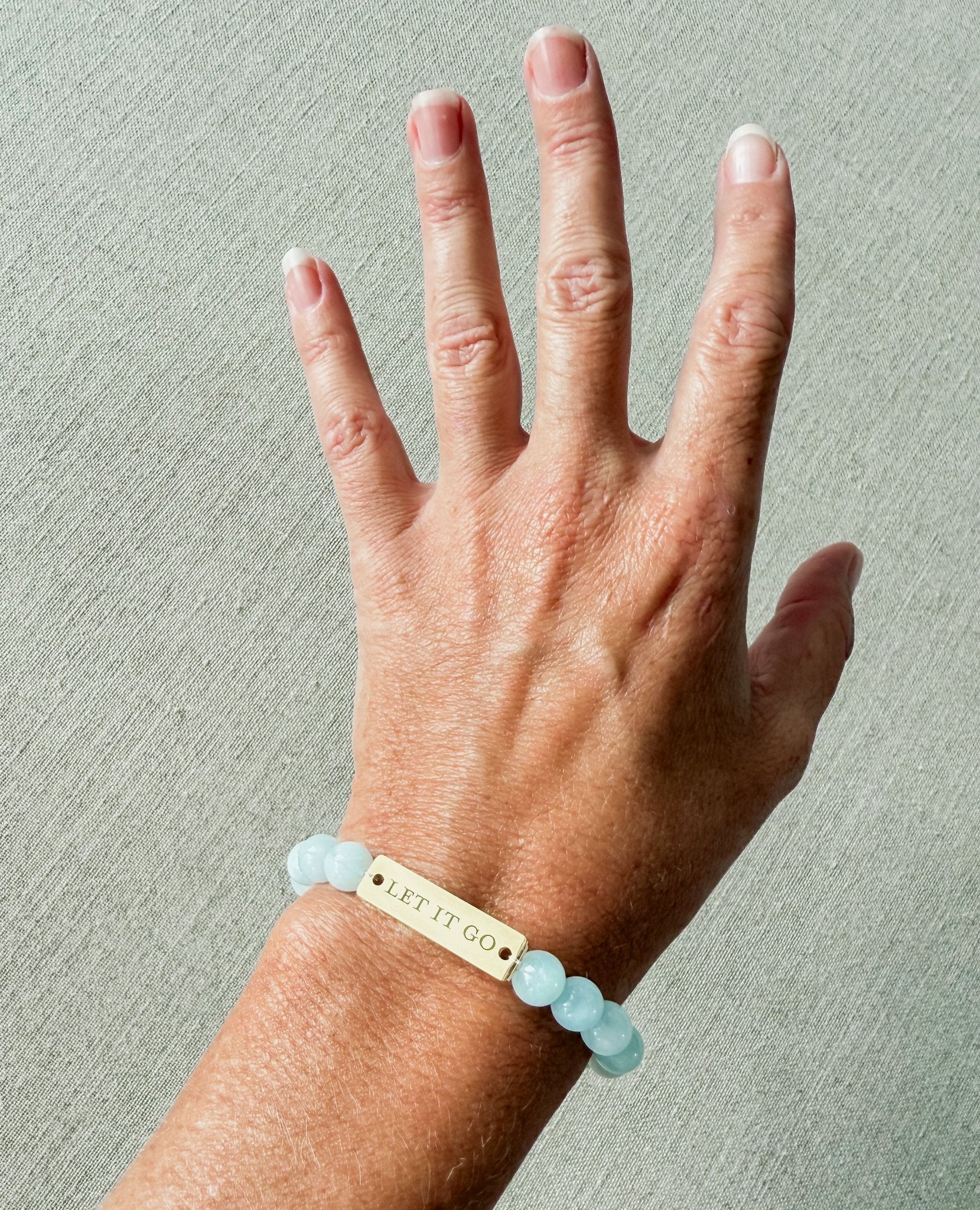 Let It Go // Aquamarine Semi - Precious Stone Beaded Bracelet - Crowned Energy CO.