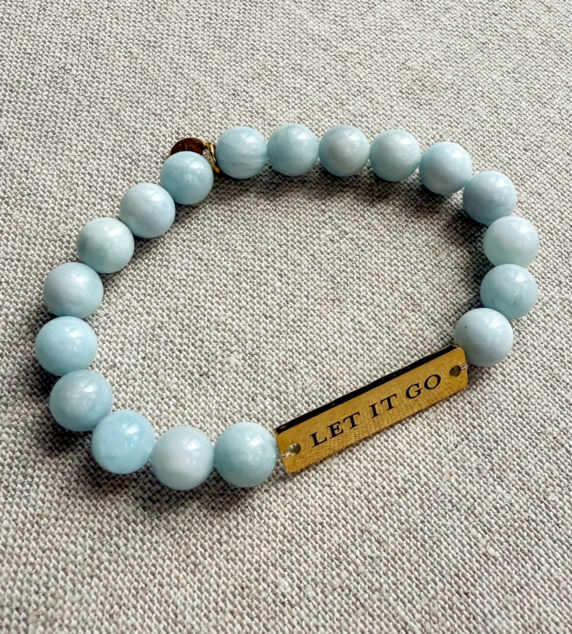 Let It Go // Aquamarine Semi - Precious Stone Beaded Bracelet - Crowned Energy CO.