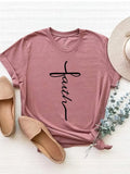 Letter Graphic Round Neck Short Sleeve T-Shirt - Crowned Energy CO.