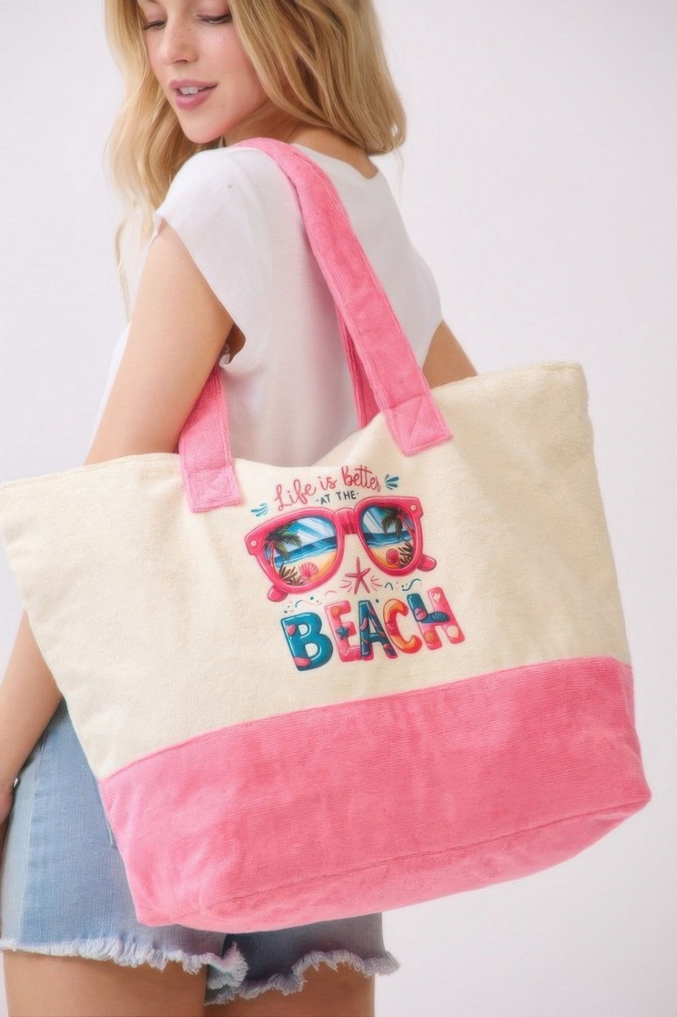 Life Is Better At The Beach Terry Tote - Crowned Energy CO.