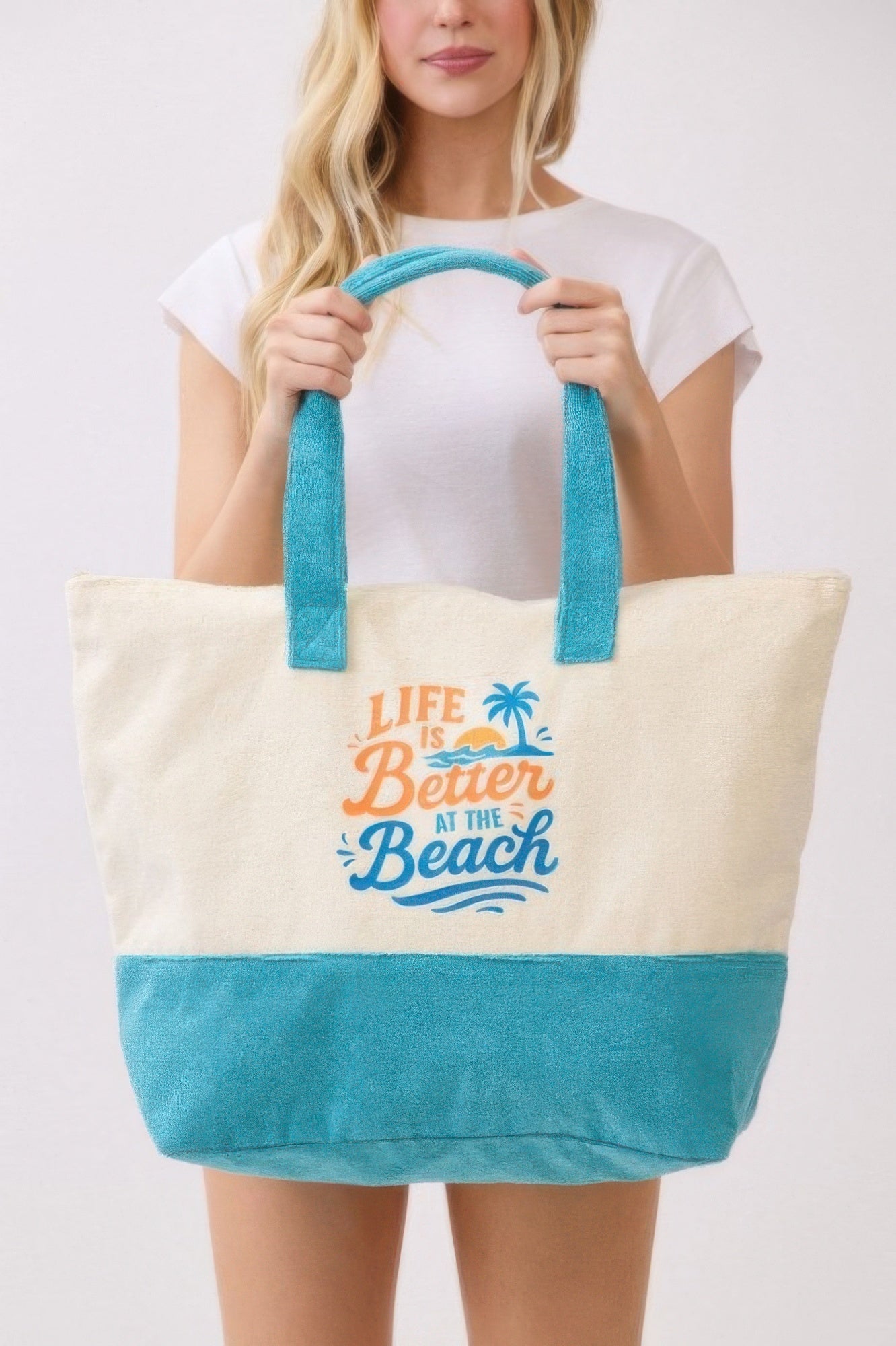 Life Is Better At The Beach Terry Tote - Crowned Energy CO.