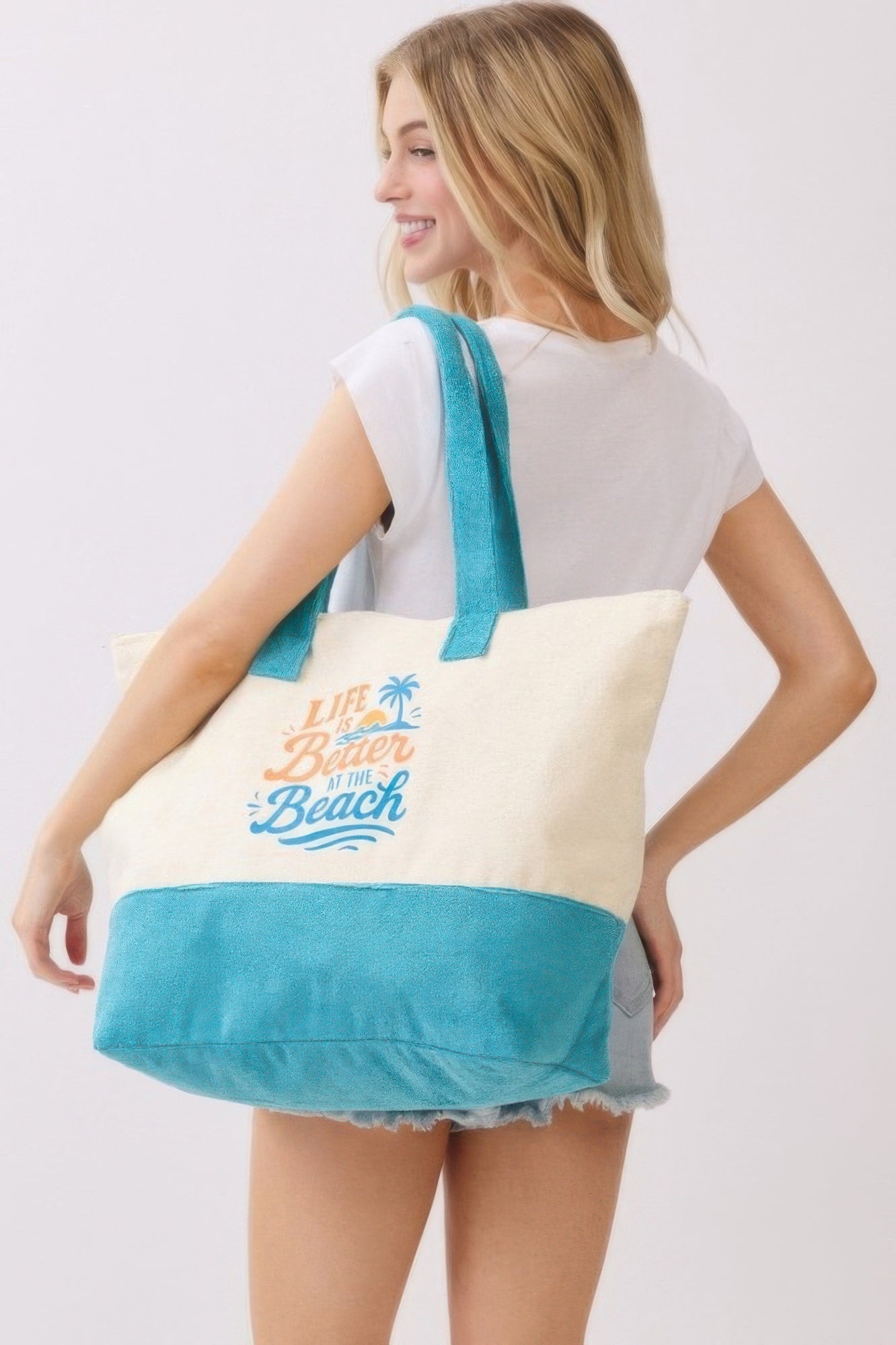 Life Is Better At The Beach Terry Tote - Crowned Energy CO.