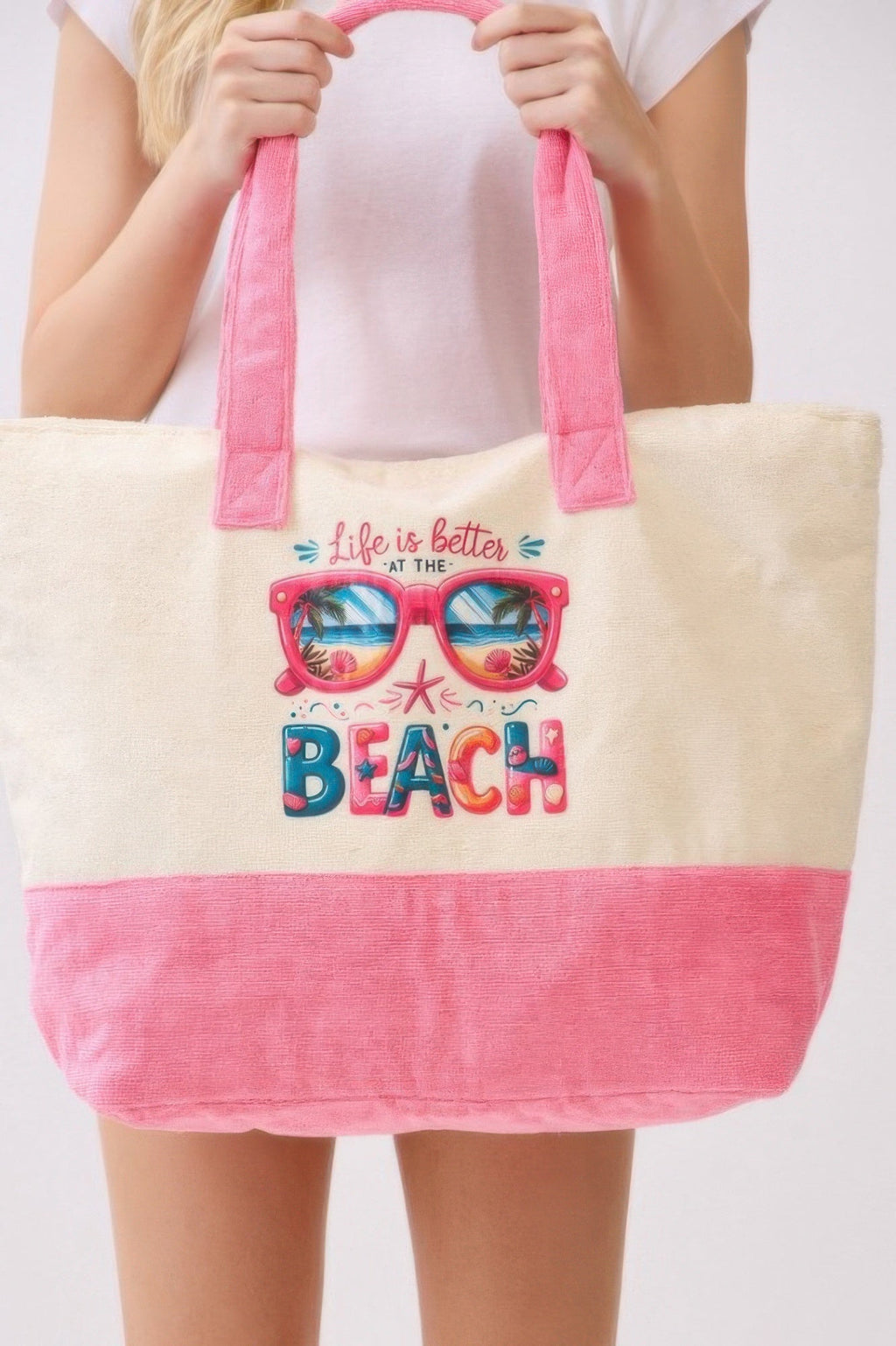 Life Is Better At The Beach Terry Tote - Crowned Energy CO.
