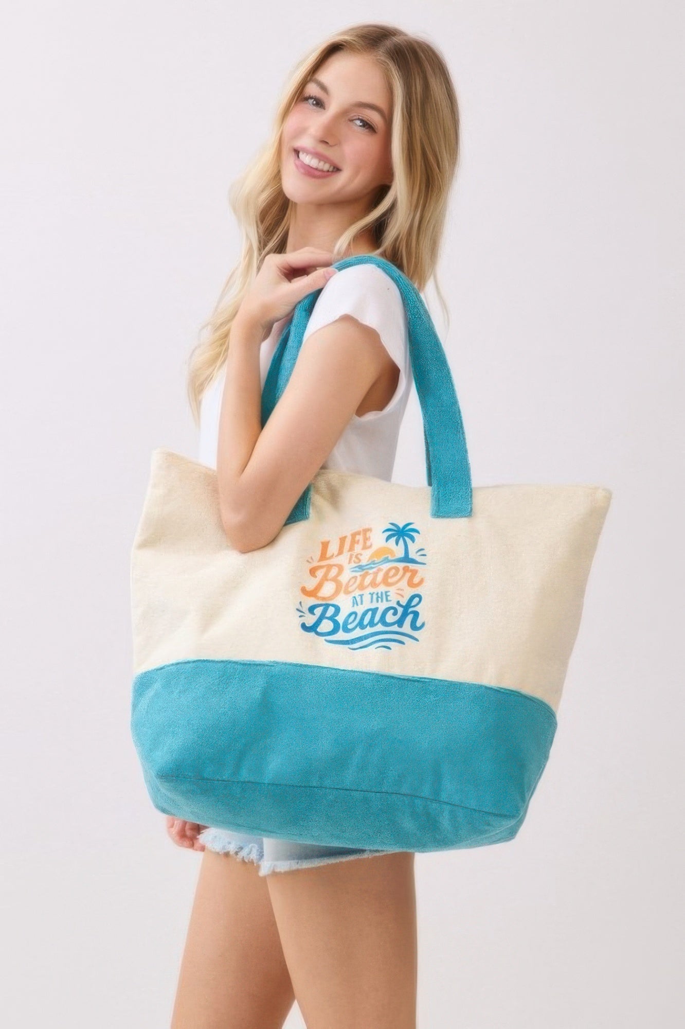Life Is Better At The Beach Terry Tote - Crowned Energy CO.