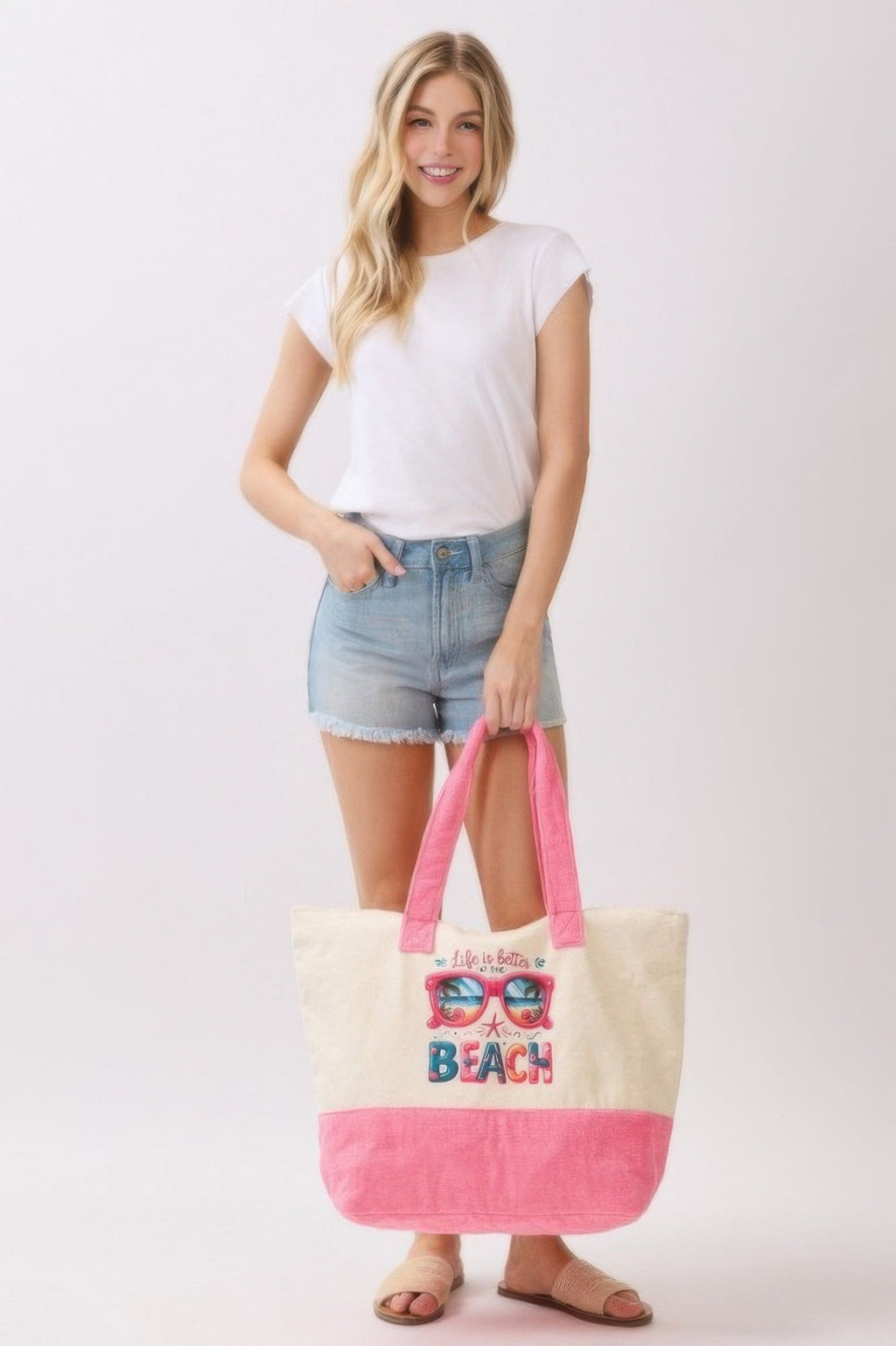 Life Is Better At The Beach Terry Tote - Crowned Energy CO.
