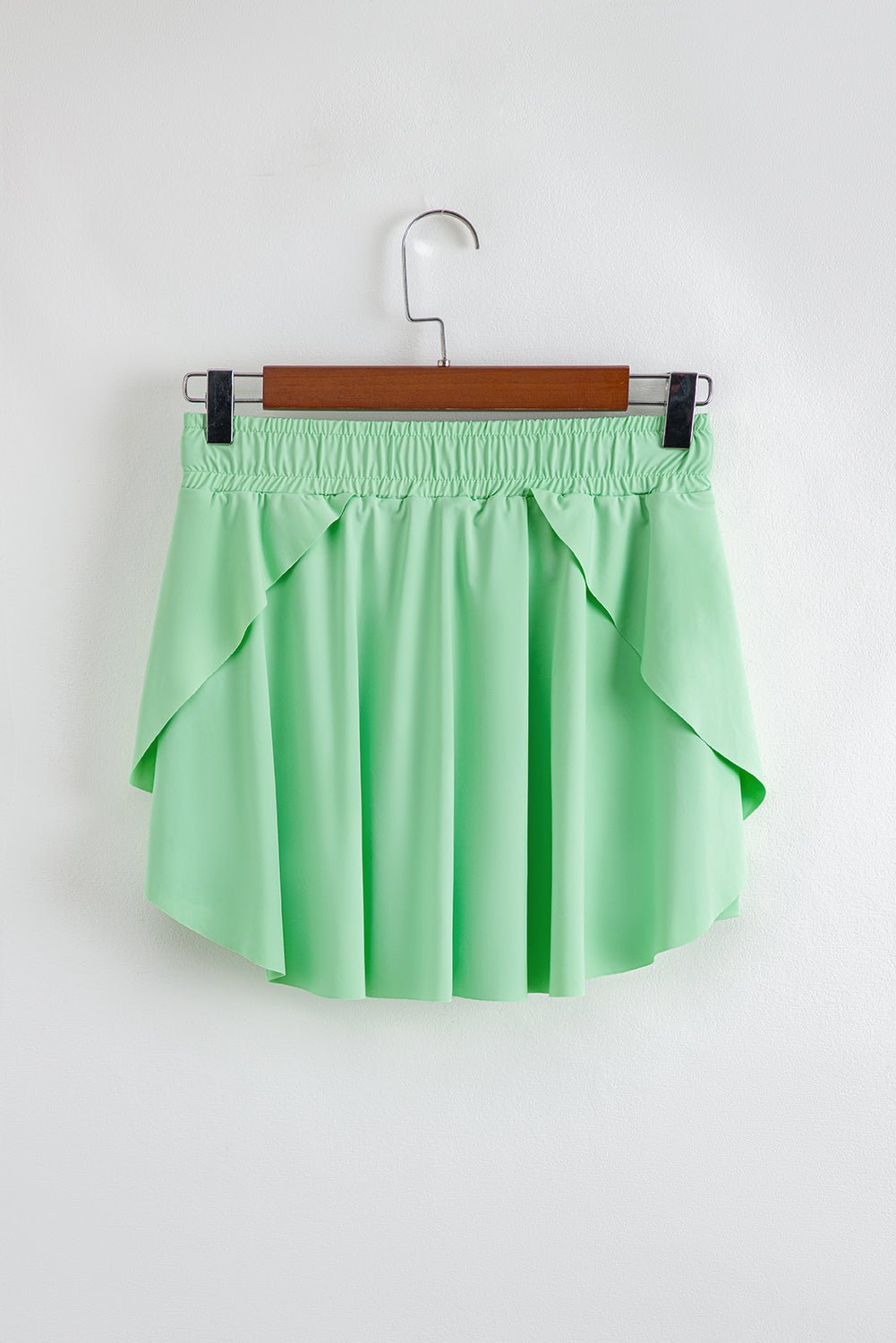 Light Green Drawstring Elastic Waistband Lined Tennis Skorts - Crowned Energy CO.