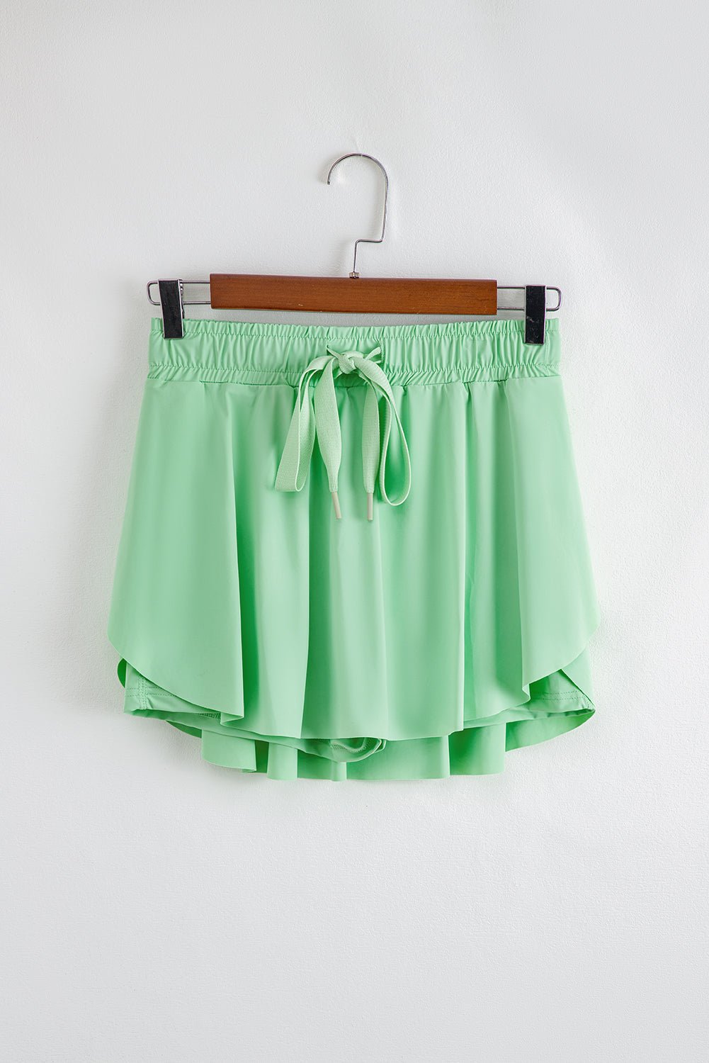 Light Green Drawstring Elastic Waistband Lined Tennis Skorts - Crowned Energy CO.