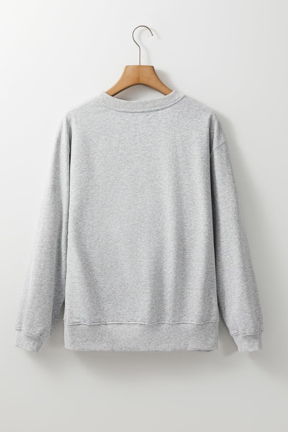 Light Grey Plain Drop Shoulder Crewneck Pullover Sweatshirt - Crowned Energy CO.
