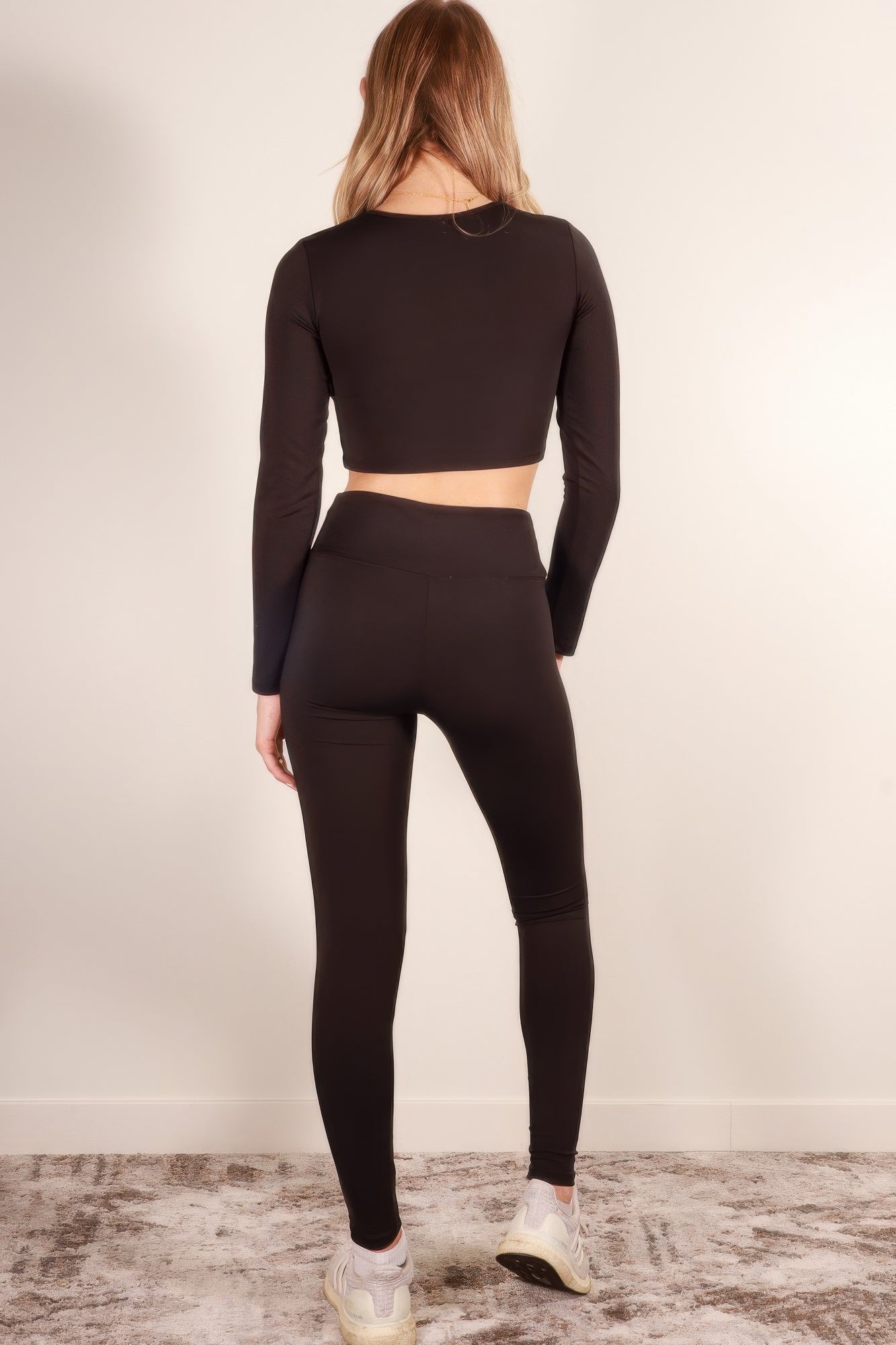 Crowned Energy CO. Black / S CCWHOLESALECLOTHING Activewear/Activewear Sets Long Sleeve Crop Top & High Waist Leggings Activewear Set