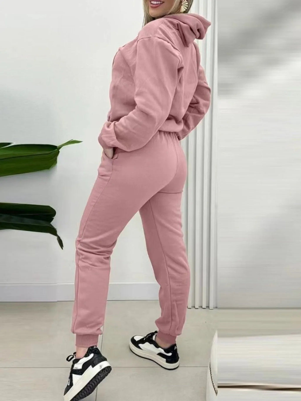 Crowned Energy CO. Pink / S Trendsi OUTFIT SET Long Sleeve Hoodie and Joggers Set