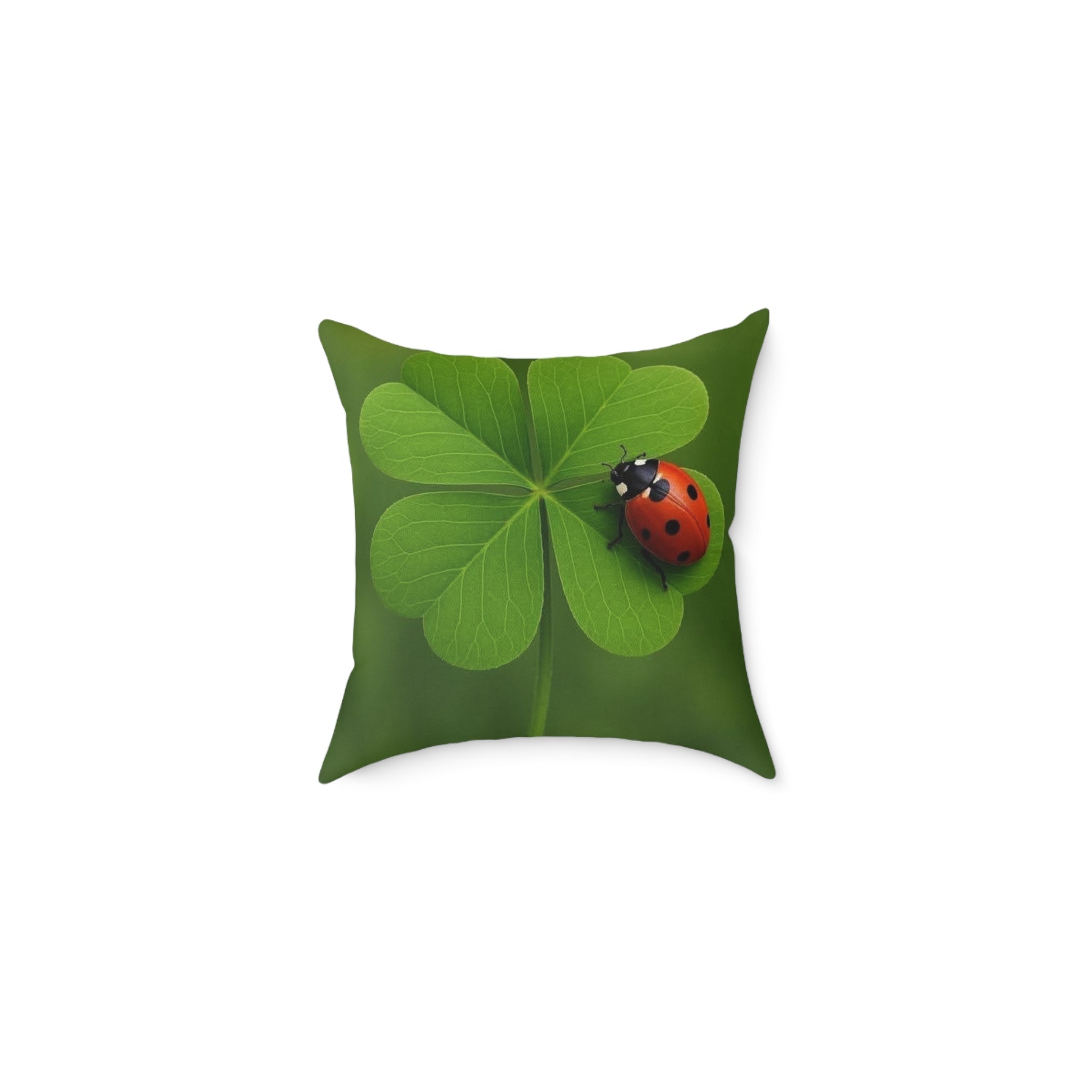 Lucky Clover Pillow with Ladybug — St. Patrick’s Day Decorative Throw - Crowned Energy CO.