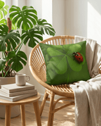 Lucky Clover Pillow with Ladybug — St. Patrick’s Day Decorative Throw - Crowned Energy CO.