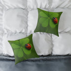 Lucky Clover Pillow with Ladybug — St. Patrick’s Day Decorative Throw - Crowned Energy CO.