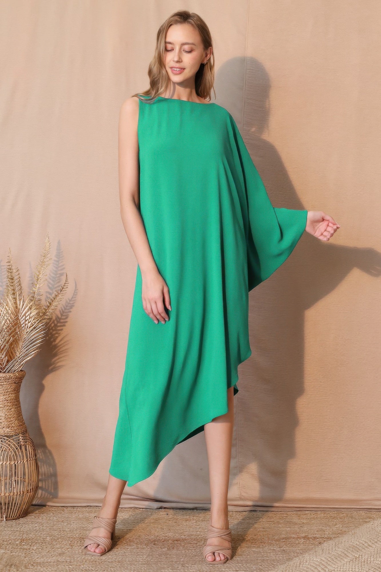 Matte Crepe One Sleeve Dress - Crowned Energy CO.