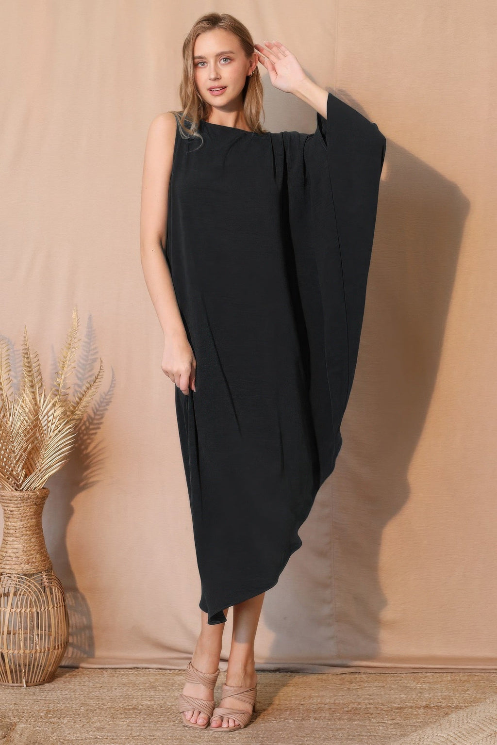 Matte Crepe One Sleeve Dress - Crowned Energy CO.