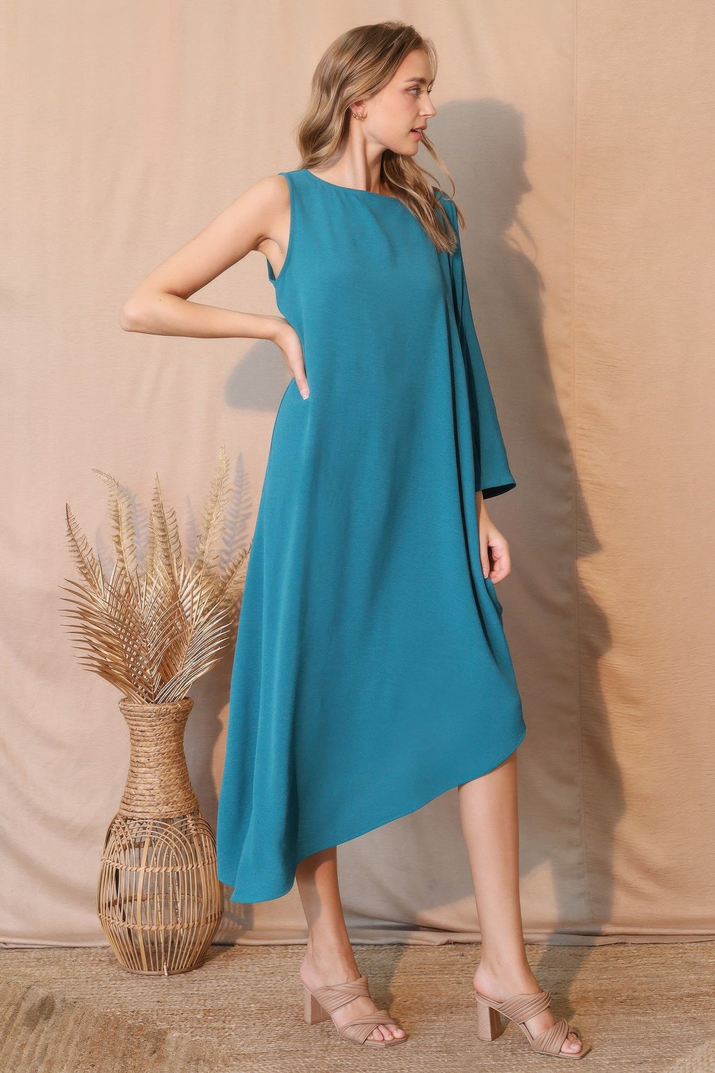 Matte Crepe One Sleeve Dress - Crowned Energy CO.