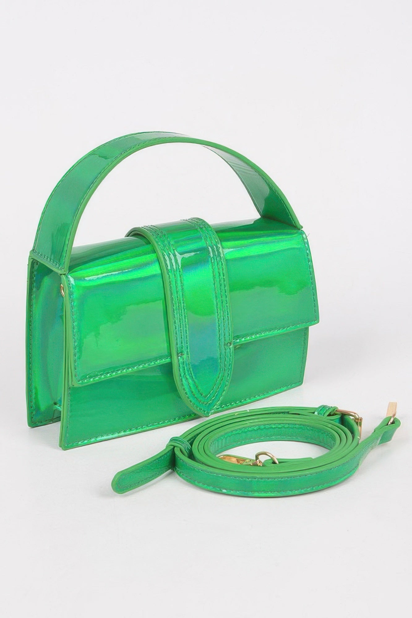 Metallic Top Handle Crossbody Bag - Crowned Energy CO.