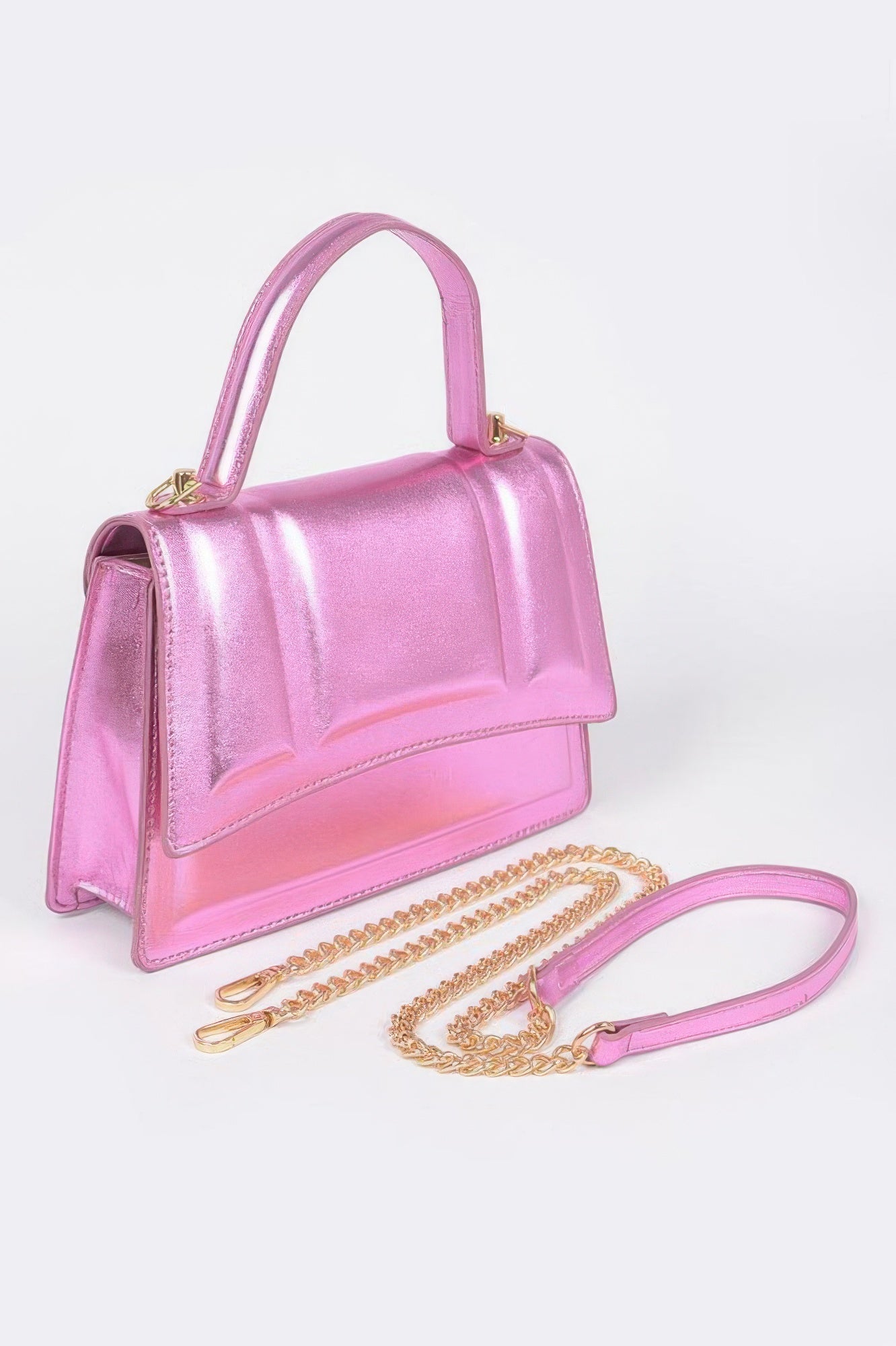 Metallic Top Handle Crossbody Bag - Crowned Energy CO.