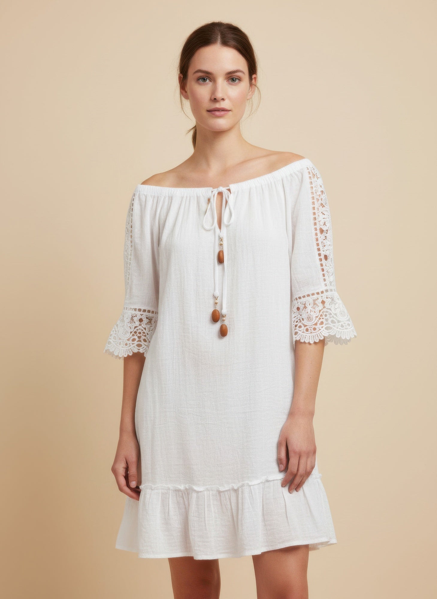 Mlle Gabrielle Solid Elbow Sleeve Dress - Crowned Energy CO.