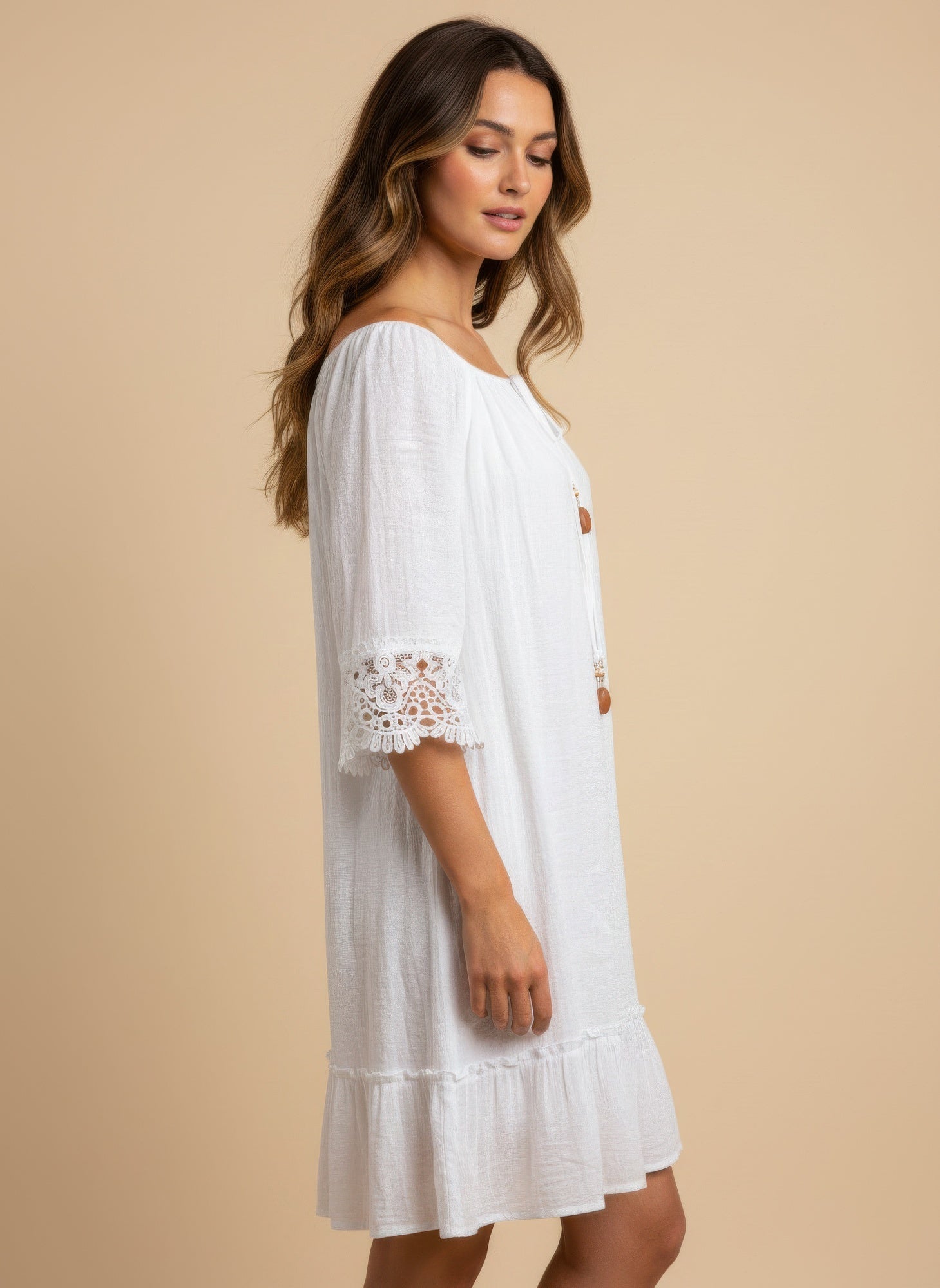 Mlle Gabrielle Solid Elbow Sleeve Dress - Crowned Energy CO.