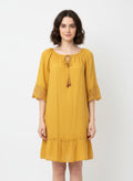 Mlle Gabrielle Solid Elbow Sleeve Dress - Crowned Energy CO.