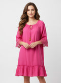 Mlle Gabrielle Solid Elbow Sleeve Dress - Crowned Energy CO.