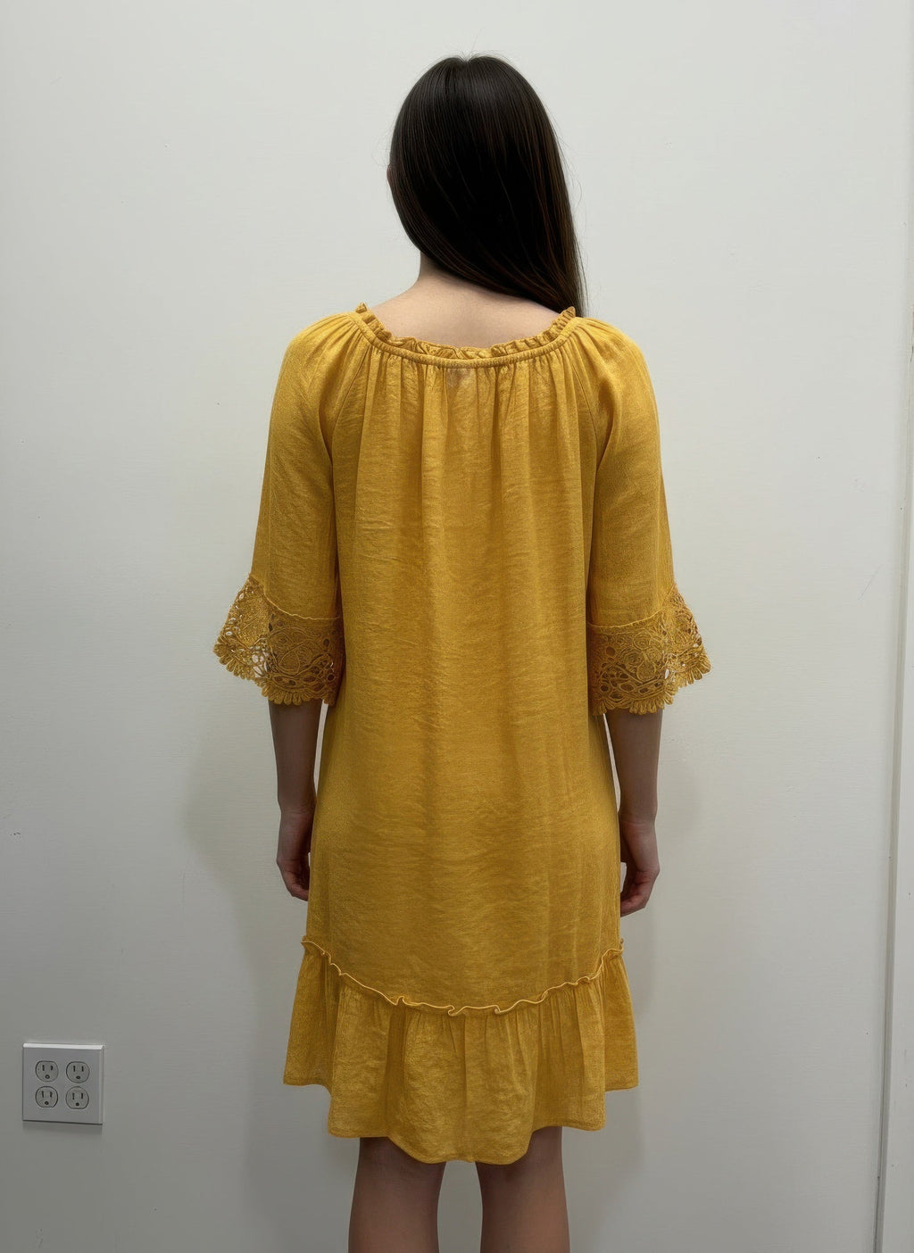 Mlle Gabrielle Solid Elbow Sleeve Dress - Crowned Energy CO.