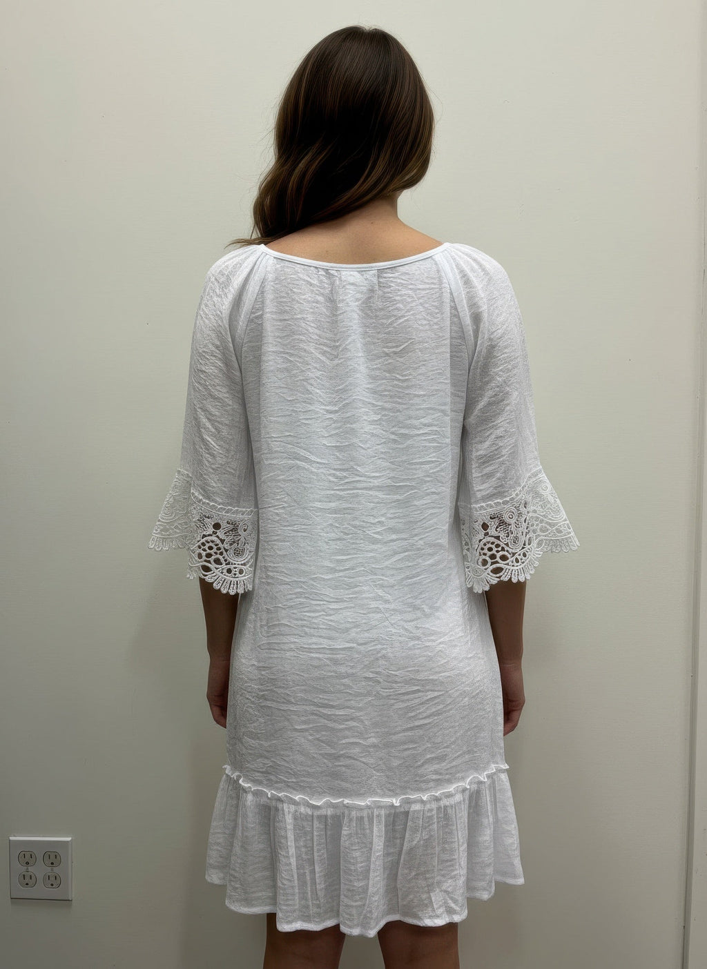 Mlle Gabrielle Solid Elbow Sleeve Dress - Crowned Energy CO.