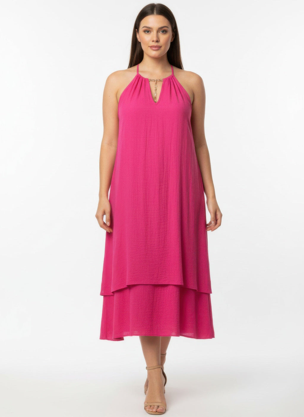 Mlle Gabrielle Solid Sleeveless Dress - Crowned Energy CO.