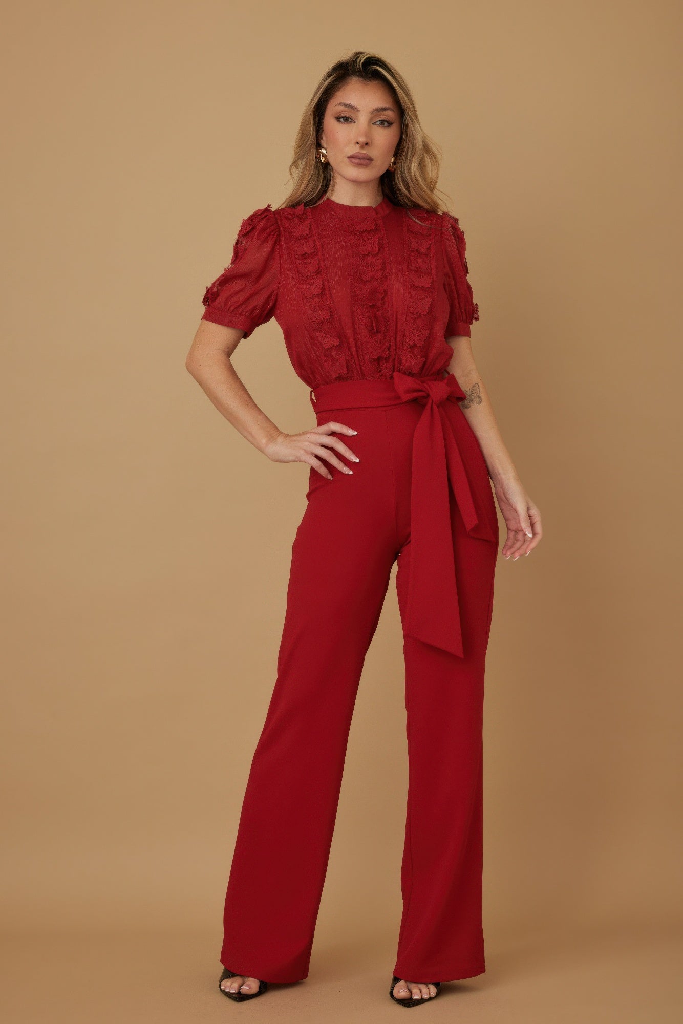 Crowned Energy CO. S CCWHOLESALECLOTHING Jumpsuit Multi Butterfly Sheer Pattern Jumpsuit