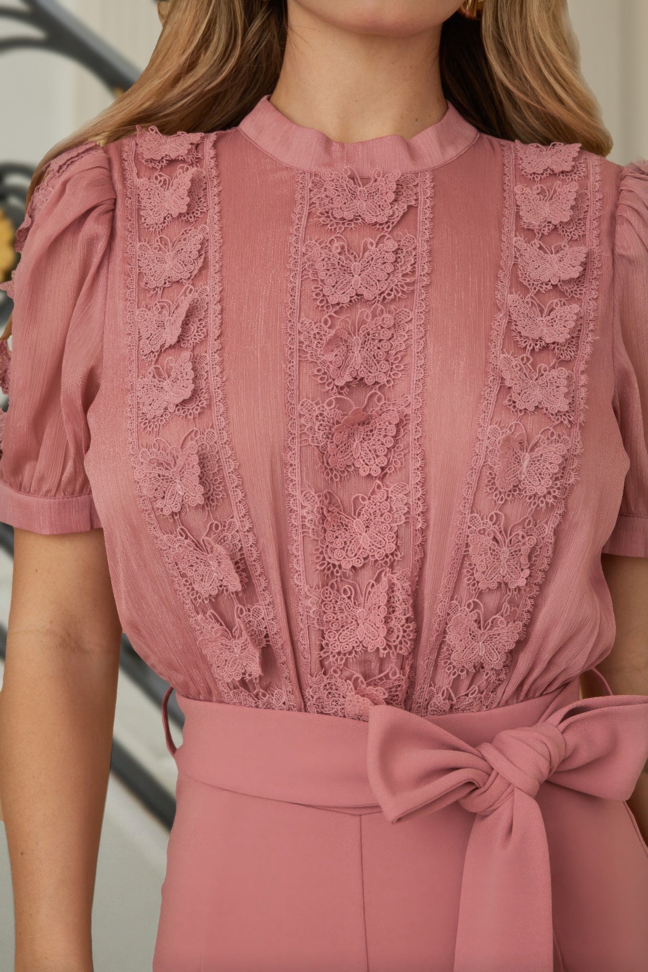 Crowned Energy CO. S CCWHOLESALECLOTHING Jumpsuit Multi Butterfly Sheer Pattern Jumpsuit