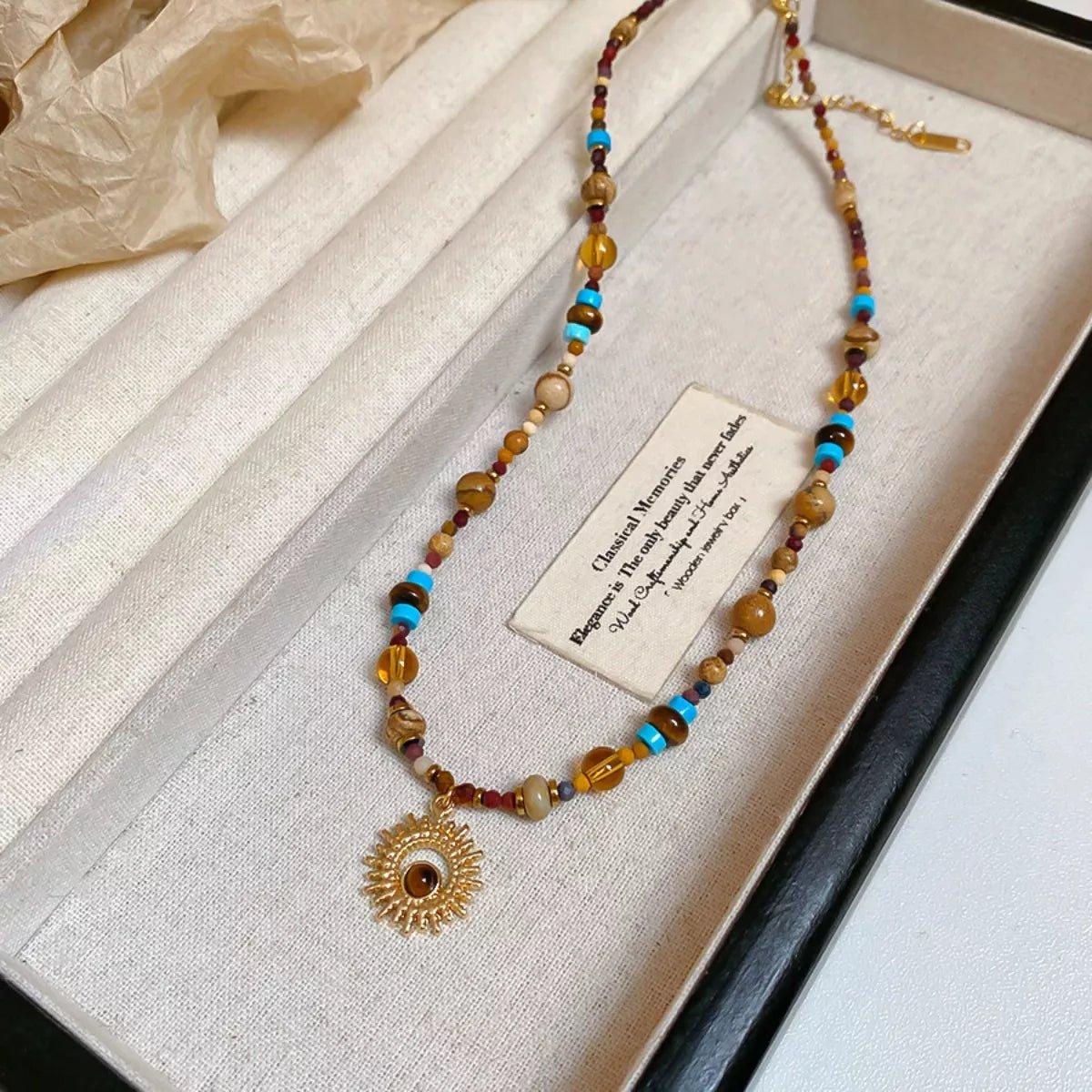 Crowned Energy CO. Multicolor / onesize Trendsi Accessories Multi-Color Beaded Sunflower Pendant Necklace