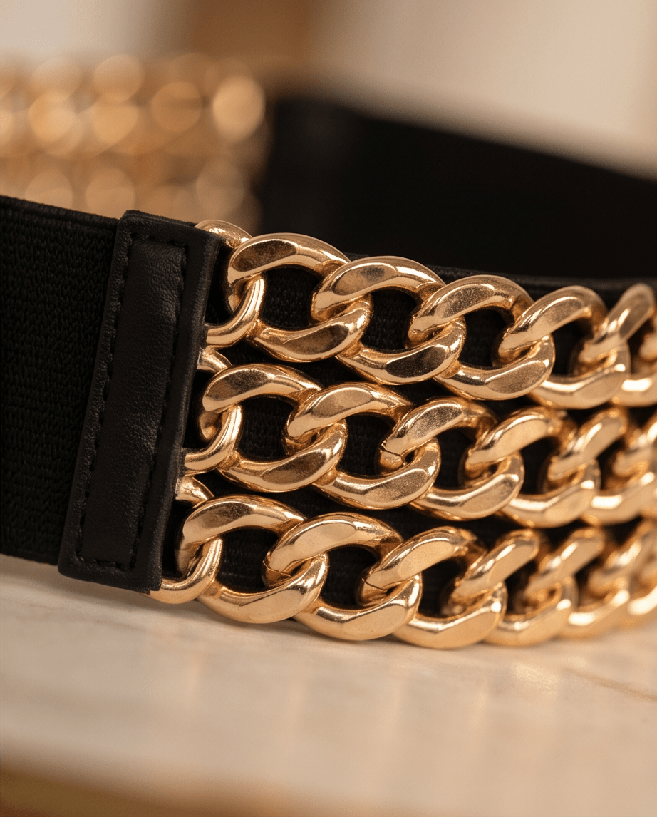 Multi Layered Chain Plus Size Elastic Belt - Crowned Energy CO.