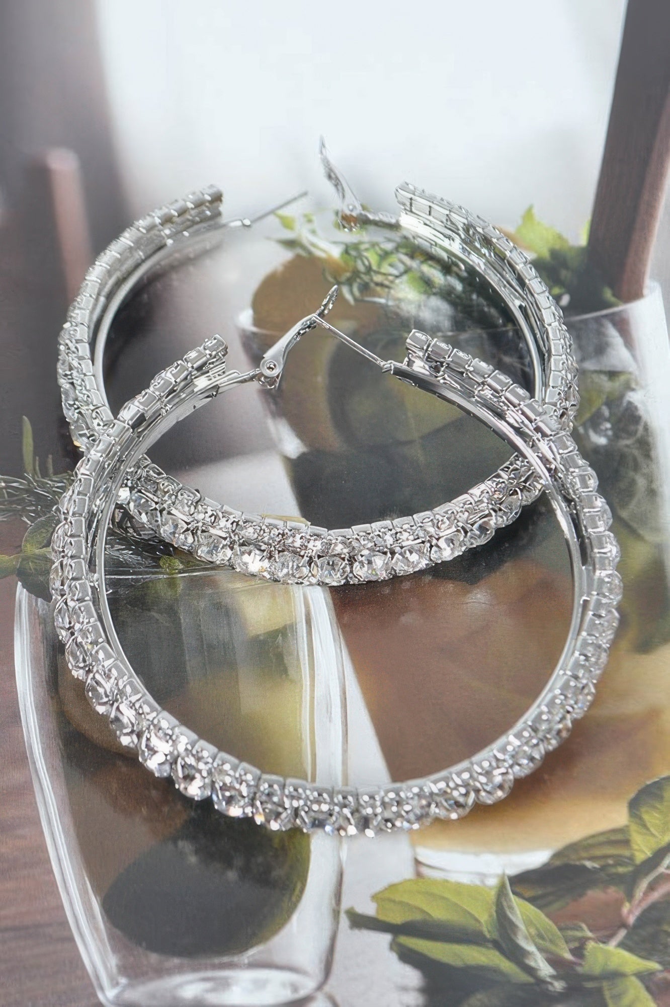 Multi Rhinestone 60mm Hoop Earrings - Crowned Energy CO.
