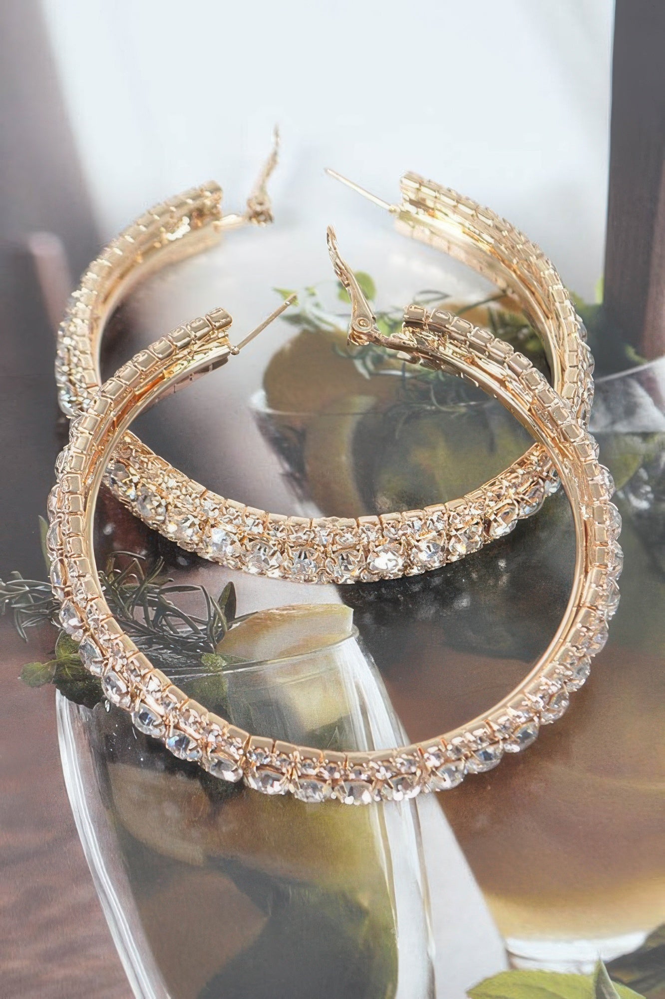 Multi Rhinestone 60mm Hoop Earrings - Crowned Energy CO.