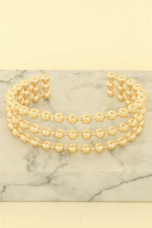 Crowned Energy CO. Gold.Gd SOMETHING SPECIAL LA BRACELET Multi-row Ball Chain Cuff Bracelet