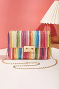Multicolour Bohemian Woven Gold Chain Shoulder Bag - Crowned Energy CO.