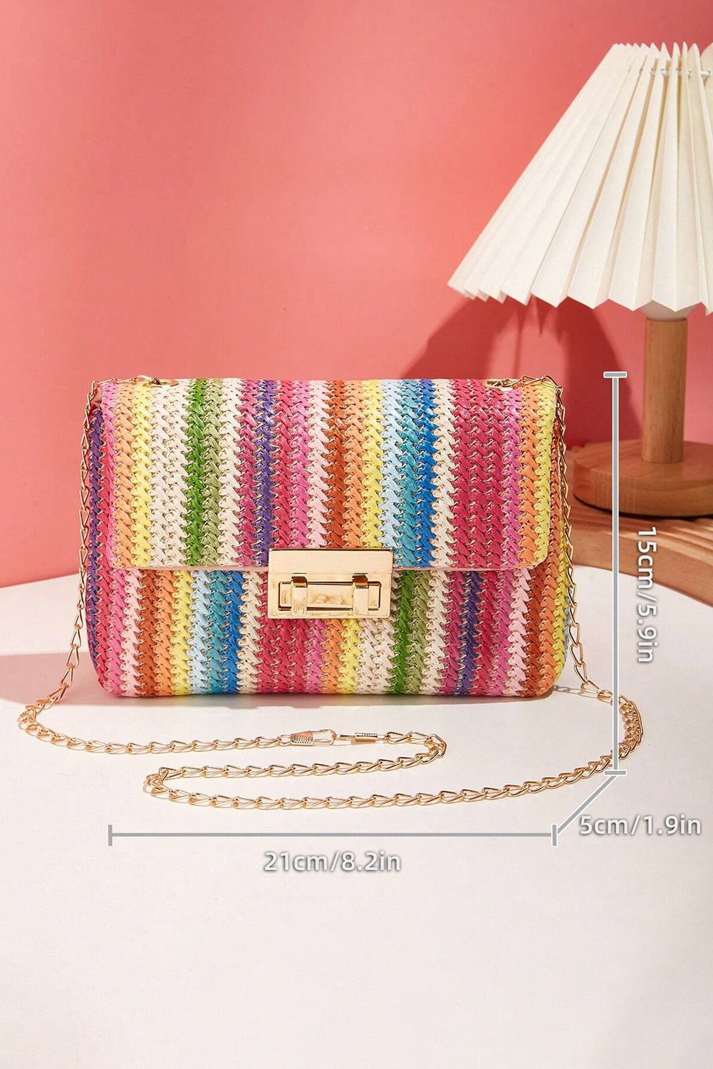 Multicolour Bohemian Woven Gold Chain Shoulder Bag - Crowned Energy CO.