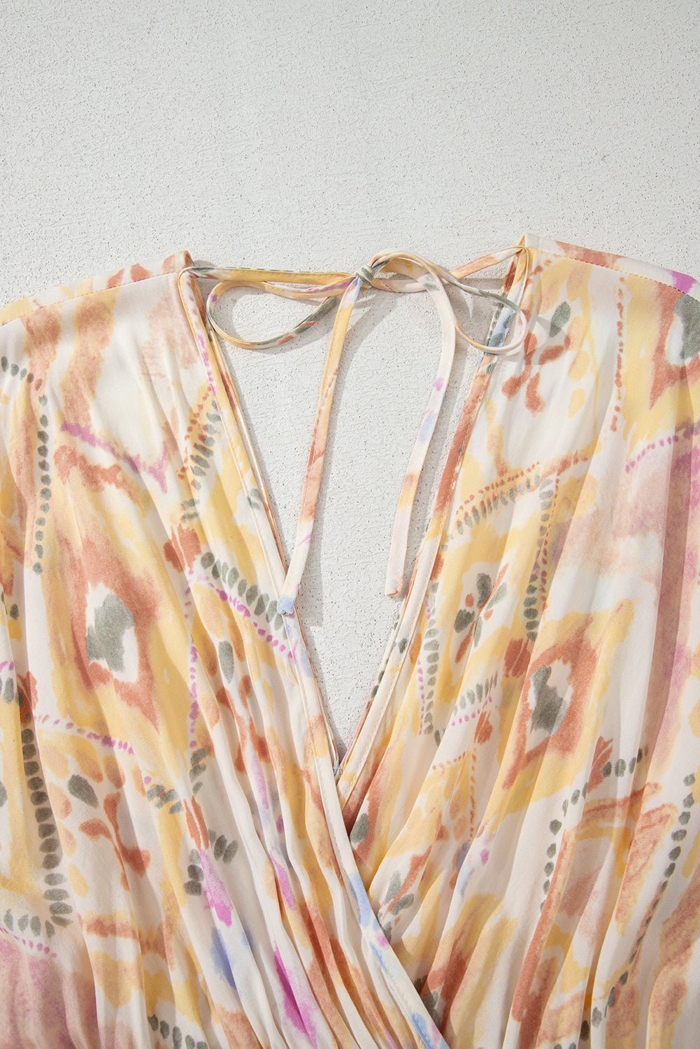 Multicolour Geometric Print Half Sleeve Shirred High Waist Maxi Dress - Crowned Energy CO.