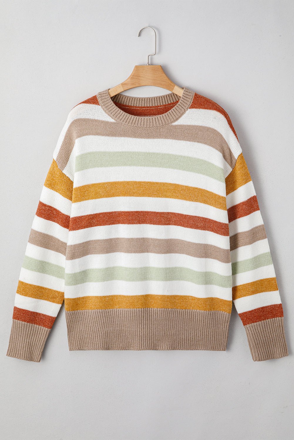 Multicolour Striped Colorblock Drop Shoulder Plus Size Sweater - Goddess Vibes