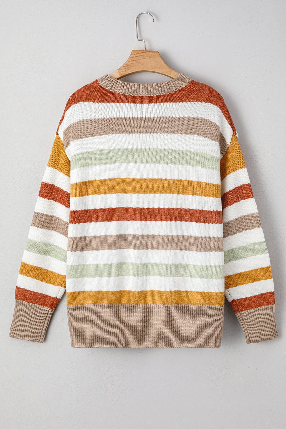 Multicolour Striped Colorblock Drop Shoulder Plus Size Sweater - Goddess Vibes