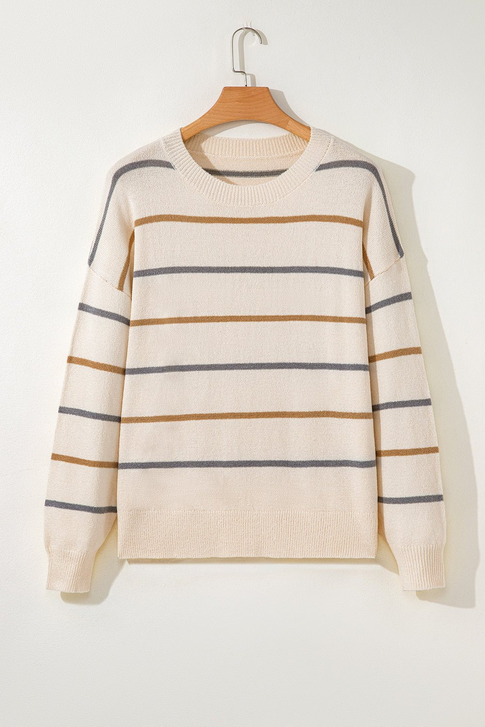 Multicolour Striped Drop Shoulder Plus Sweater - Goddess Vibes