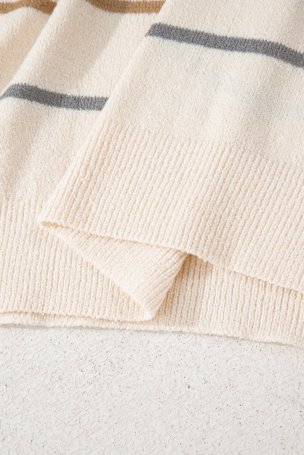 Multicolour Striped Drop Shoulder Plus Sweater - Goddess Vibes