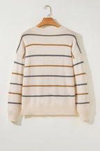 Multicolour Striped Drop Shoulder Plus Sweater - Goddess Vibes