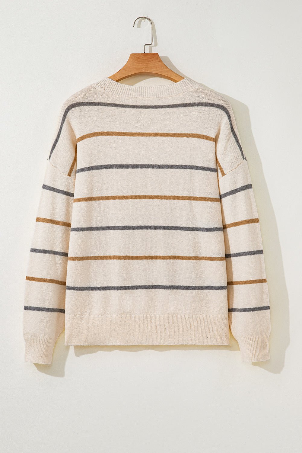 Multicolour Striped Drop Shoulder Plus Sweater - Goddess Vibes