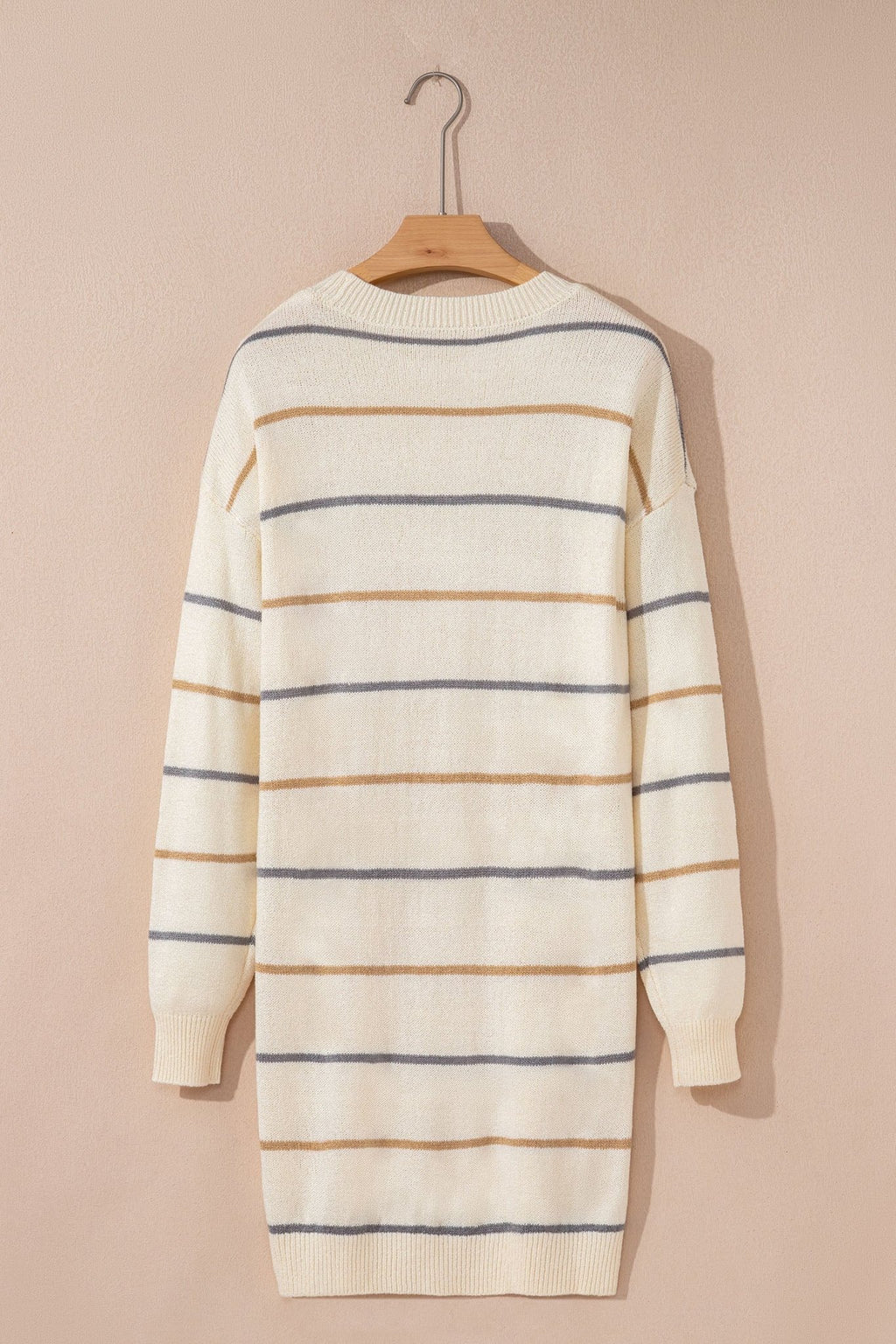 Multicolour Striped Print Drop Shoulder Shift Sweater Mini Dress - Crowned Energy CO.