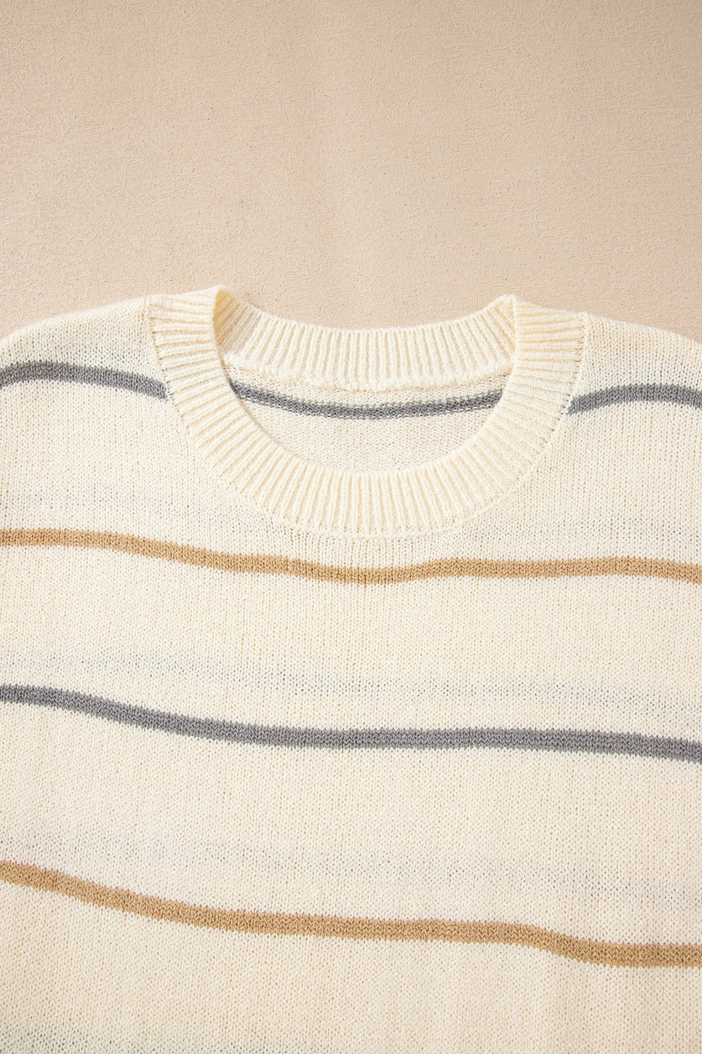 Multicolour Striped Print Drop Shoulder Shift Sweater Mini Dress - Crowned Energy CO.