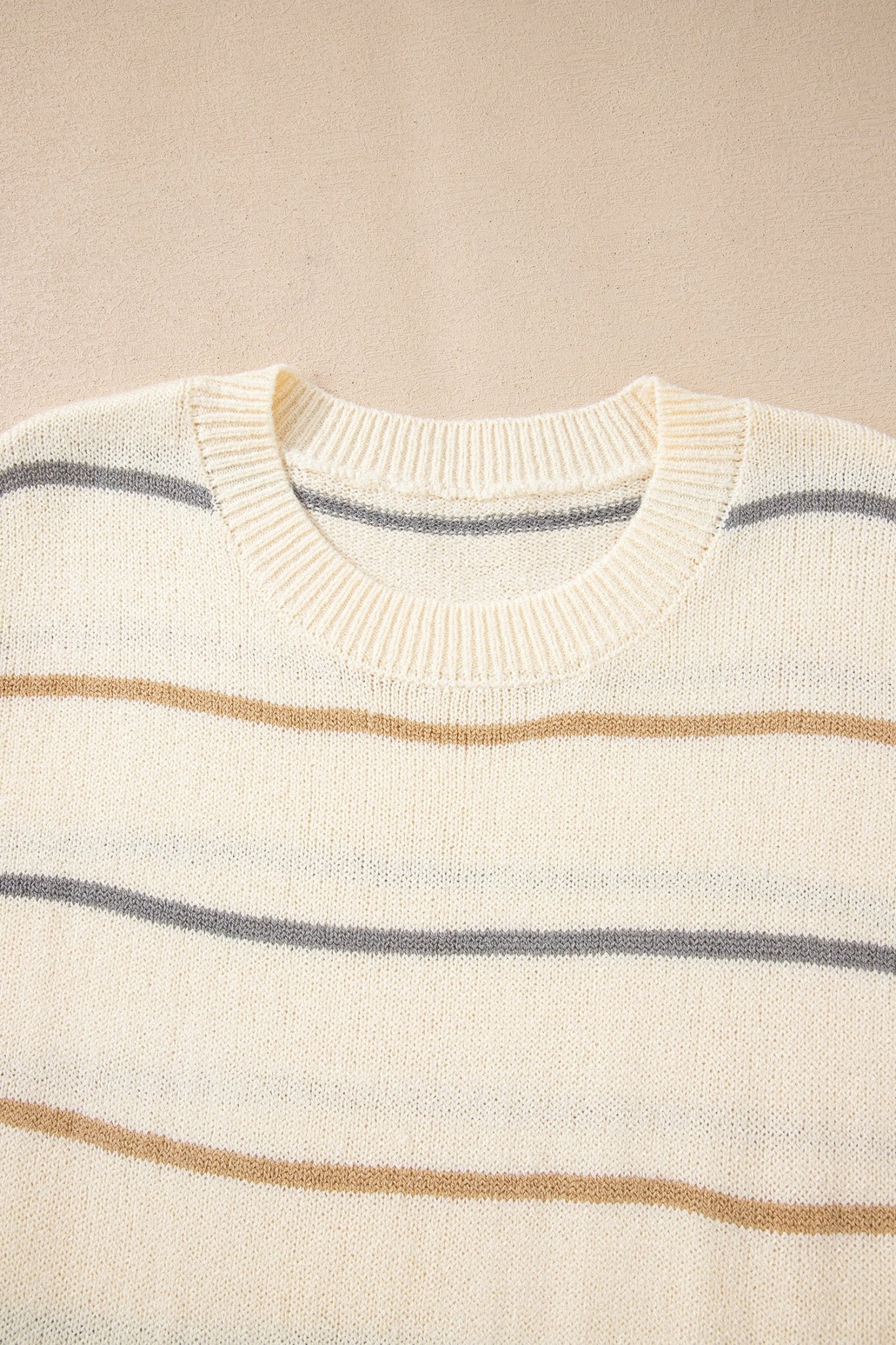 Multicolour Striped Print Drop Shoulder Shift Sweater Mini Dress - Crowned Energy CO.