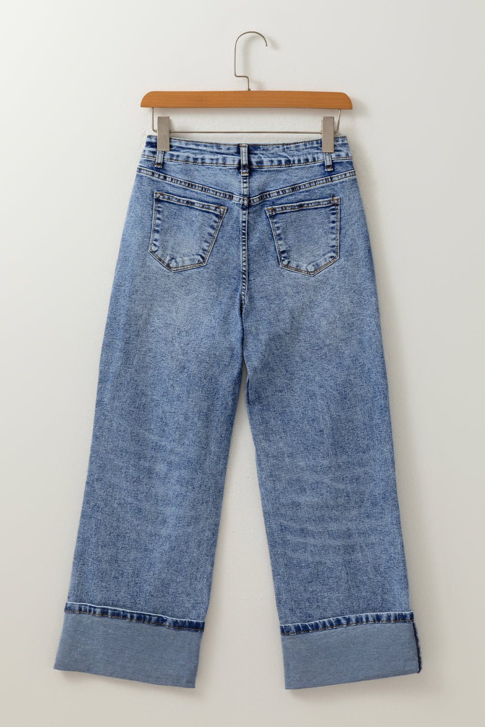 Crowned Energy CO. Myosotis / 4 / 65%Cotton+33%Polyester+2%Elastane Dear-Lover Dropshipping Bottoms/Jeans Myosotis Center Seam Cuffed Hem Straight High Waist Jeans