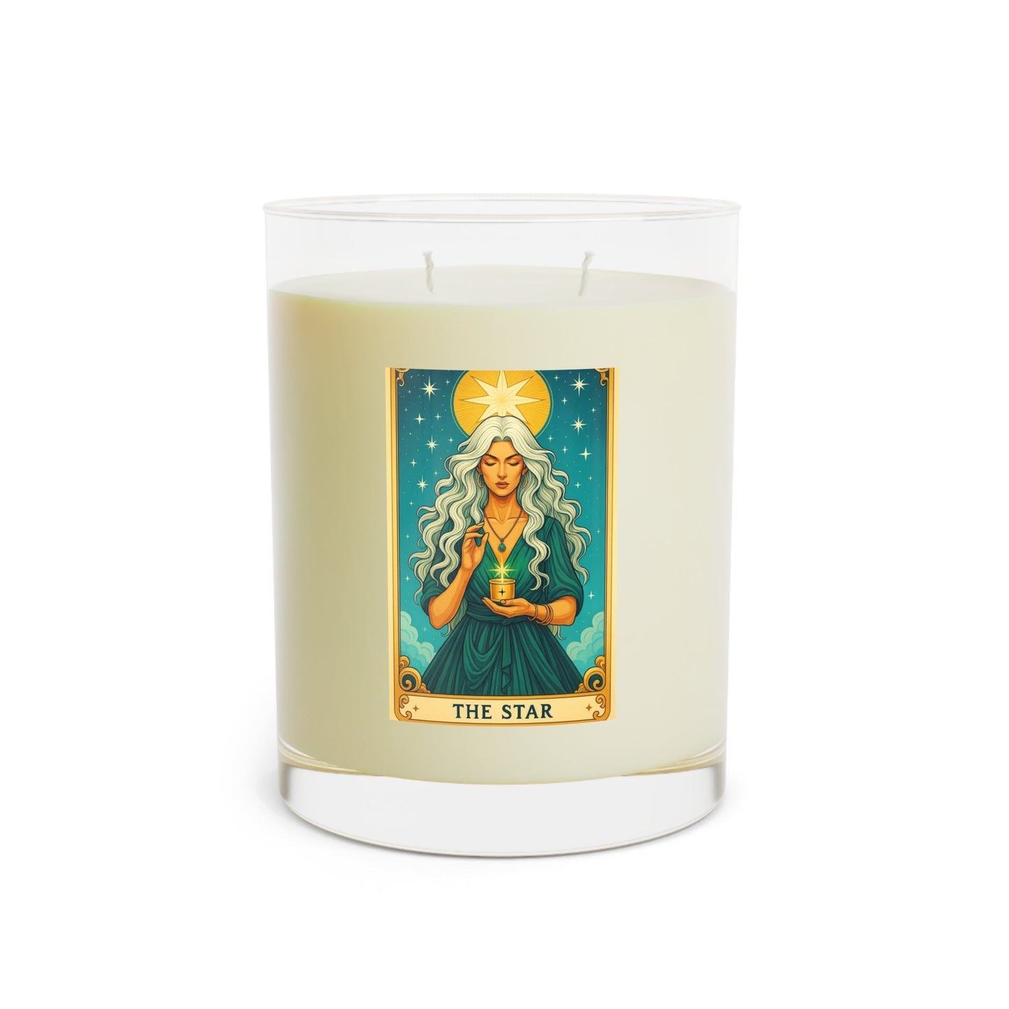 Crowned Energy CO. One size / Minted Lavender and Sage Printify Home Decor Mystical Star Scented Candle - Aromatic Home Decor, Meditation Gift, Relaxation, Tarot Lover's Gift, Ritual Candle